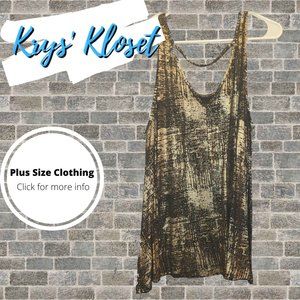 Black and Gold Metallic Sleeveless Top - JLo - XL